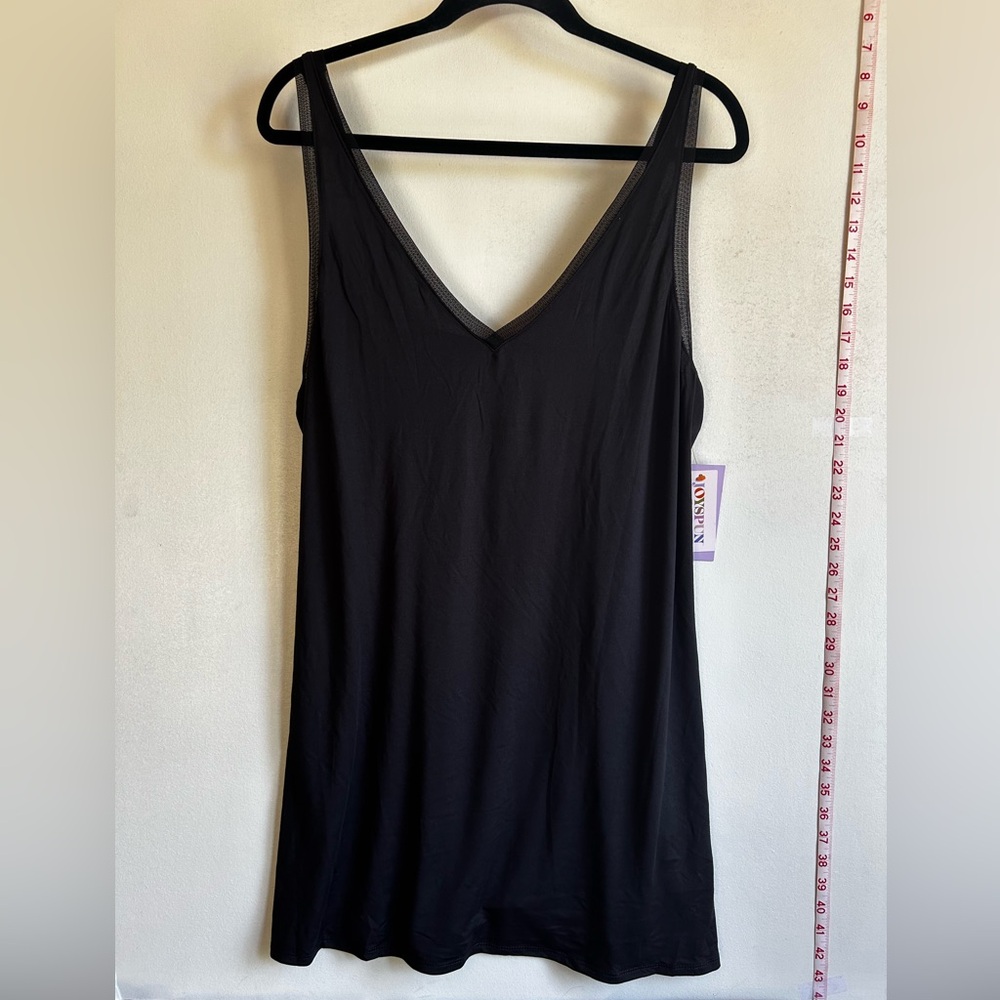 Joyspun, mesh trim knit Chemise, black NWT